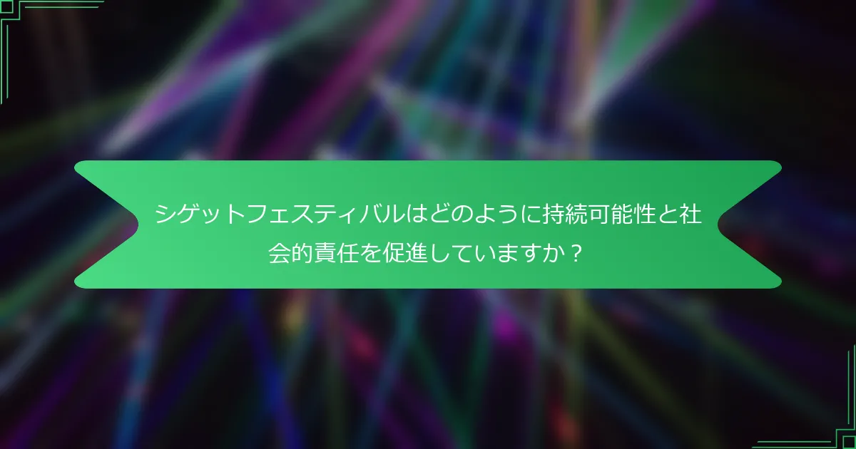 シゲットフェスティバルはどのように持続可能性と社会的責任を促進していますか？