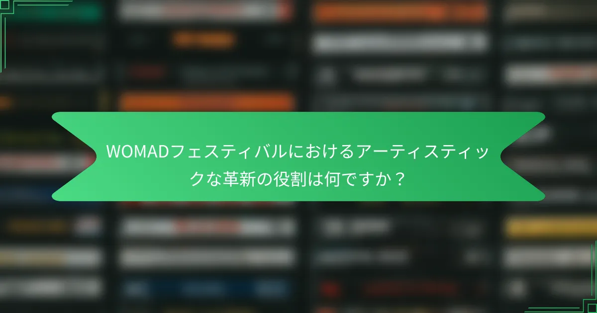 WOMADフェスティバルにおけるアーティスティックな革新の役割は何ですか？